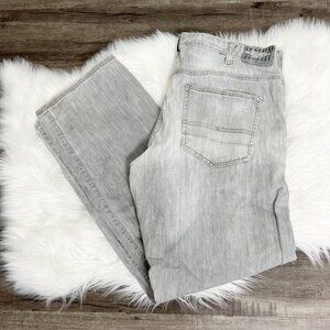 Calvin Klein Mens 36 Gray Distressed Faded Relaxed Straight Jeans Denim